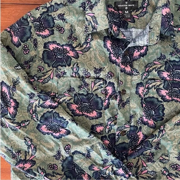 🌿 Houston White x Target Green Floral Button-Up Shirt Women’s M | Fall Retro - Picture 5 of 10